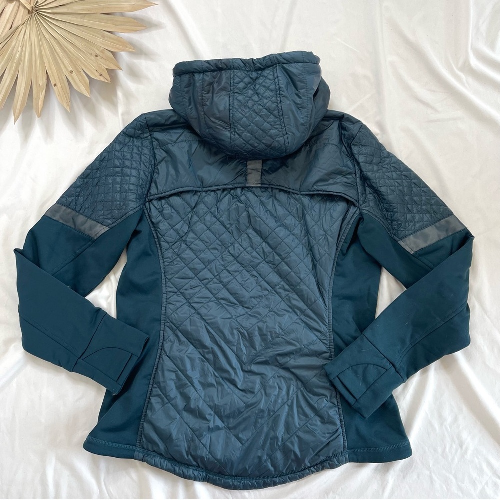 Athleta Womens Quilted Hooded Jacket in Deep Teal - Picture 6 of 7